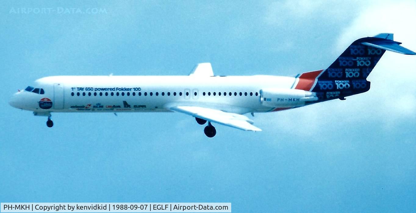 PH-MKH, 1986 Fokker 70 (F-28-0070) C/N 11242, At the 1988 Farnborough International Air Show.