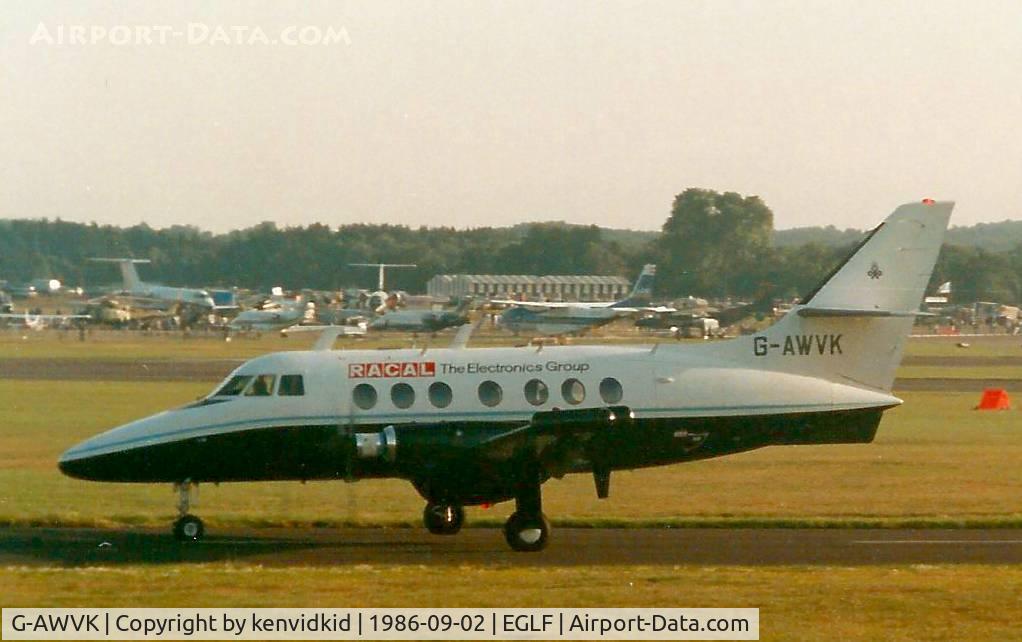 G-AWVK, 1969 Handley Page HP-137 Jetstream 200 C/N 208, At the 1986 Farnborough International Air Show.
