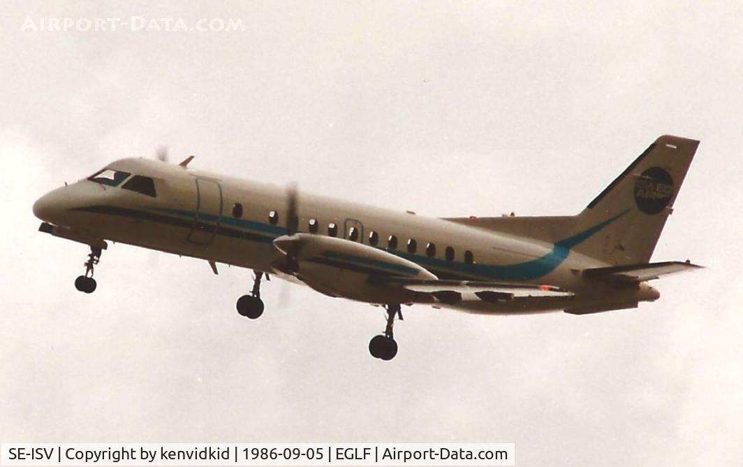 SE-ISV, 1985 Saab-Fairchild SF340 C/N 340A-045, At the 1986 Farnborough International Air Show.
