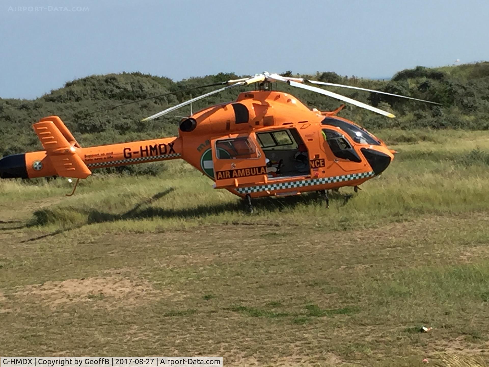 G-HMDX, 2007 MD Helicopters MD-900 Explorer C/N 900-00121, Air Ambulance in action at Skegness