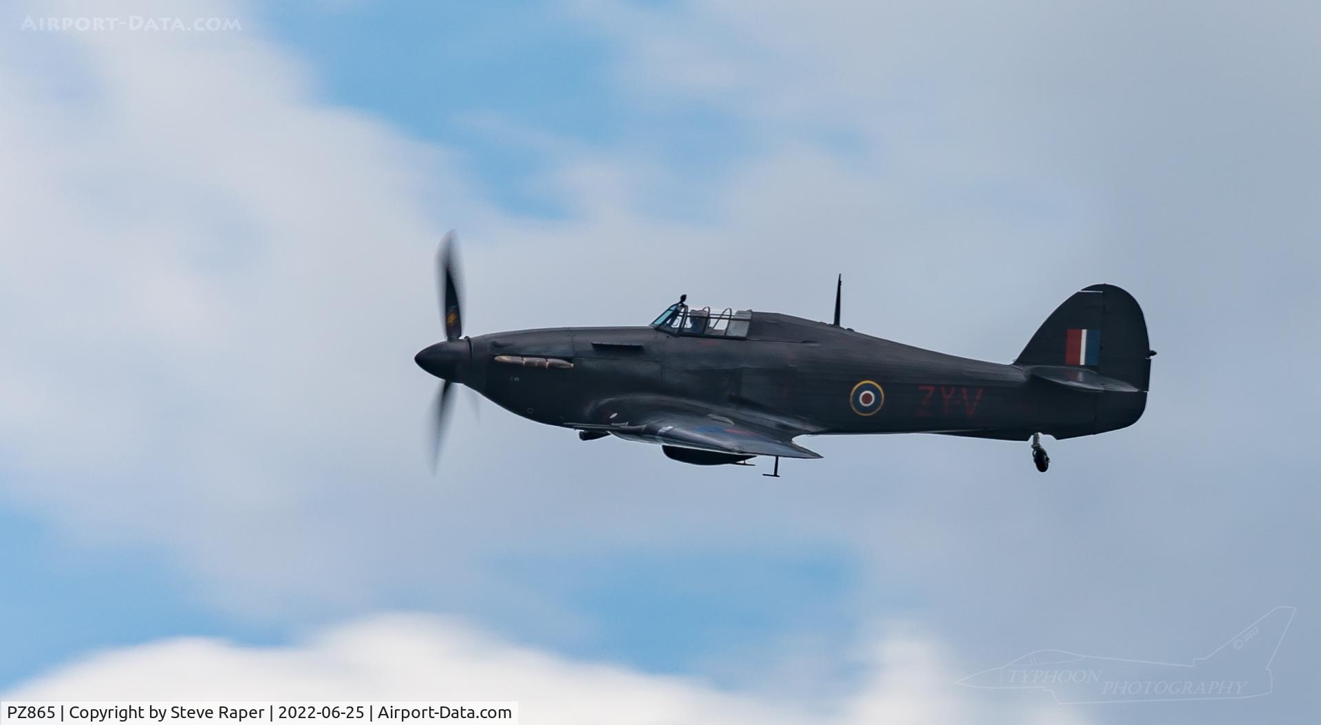 PZ865, 1944 Hawker Hurricane IIC C/N PZ865, Armed Forces Day Scarborough - seen here in Night Intruder paint scheme.