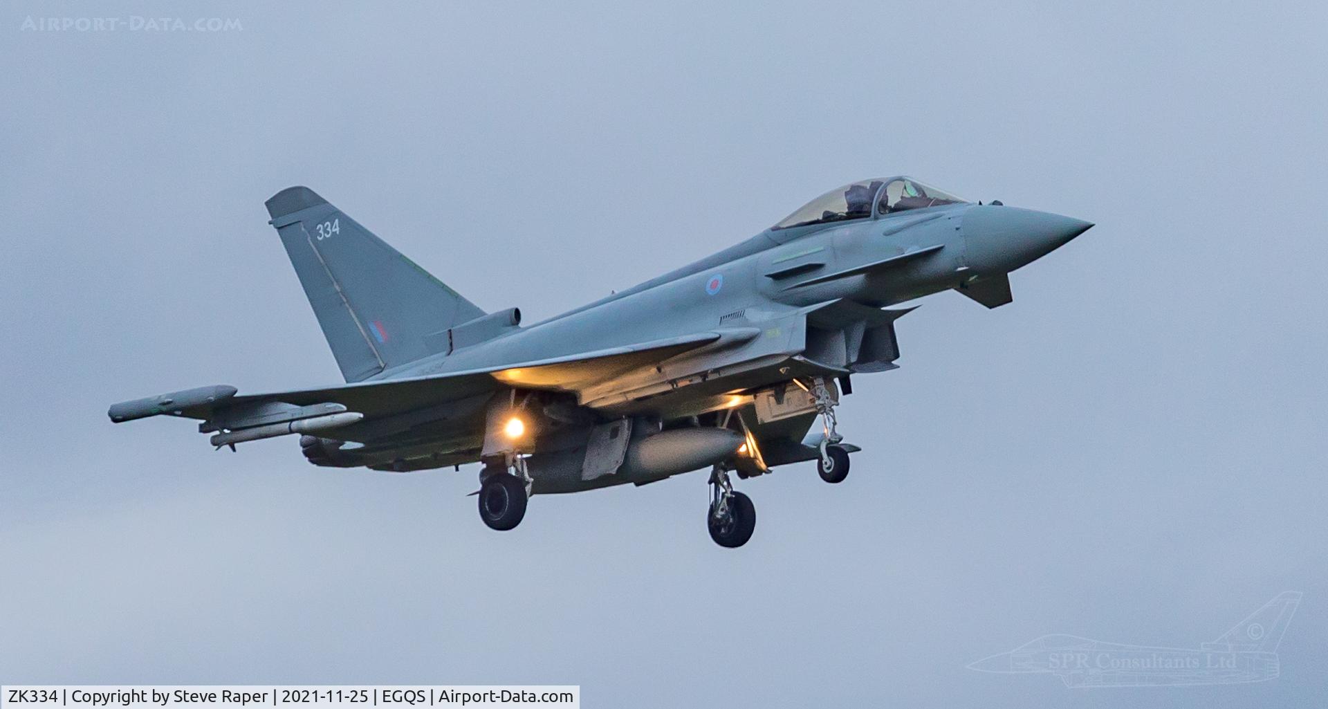 ZK334, 2012 Eurofighter EF-2000 Typhoon FGR.4 C/N BS095, Dusk landing RAF Lossiemouth
