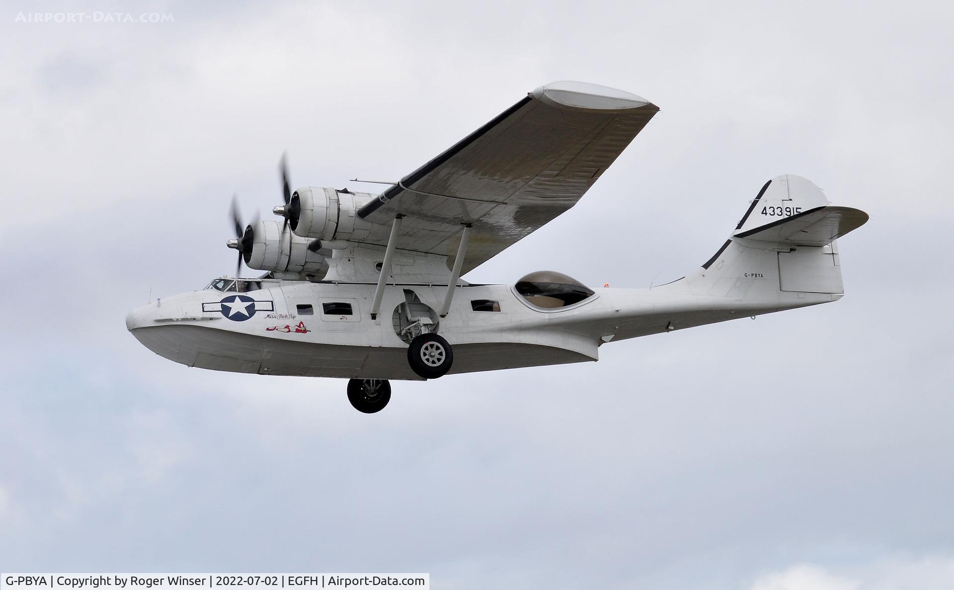 G-PBYA, 1944 Consolidated (Canadian Vickers) PBV-1A Canso A C/N CV-283, Visiting PBV-!A Canso departing Runway 22 to display on day 1 of the Wales Airshow 2022.