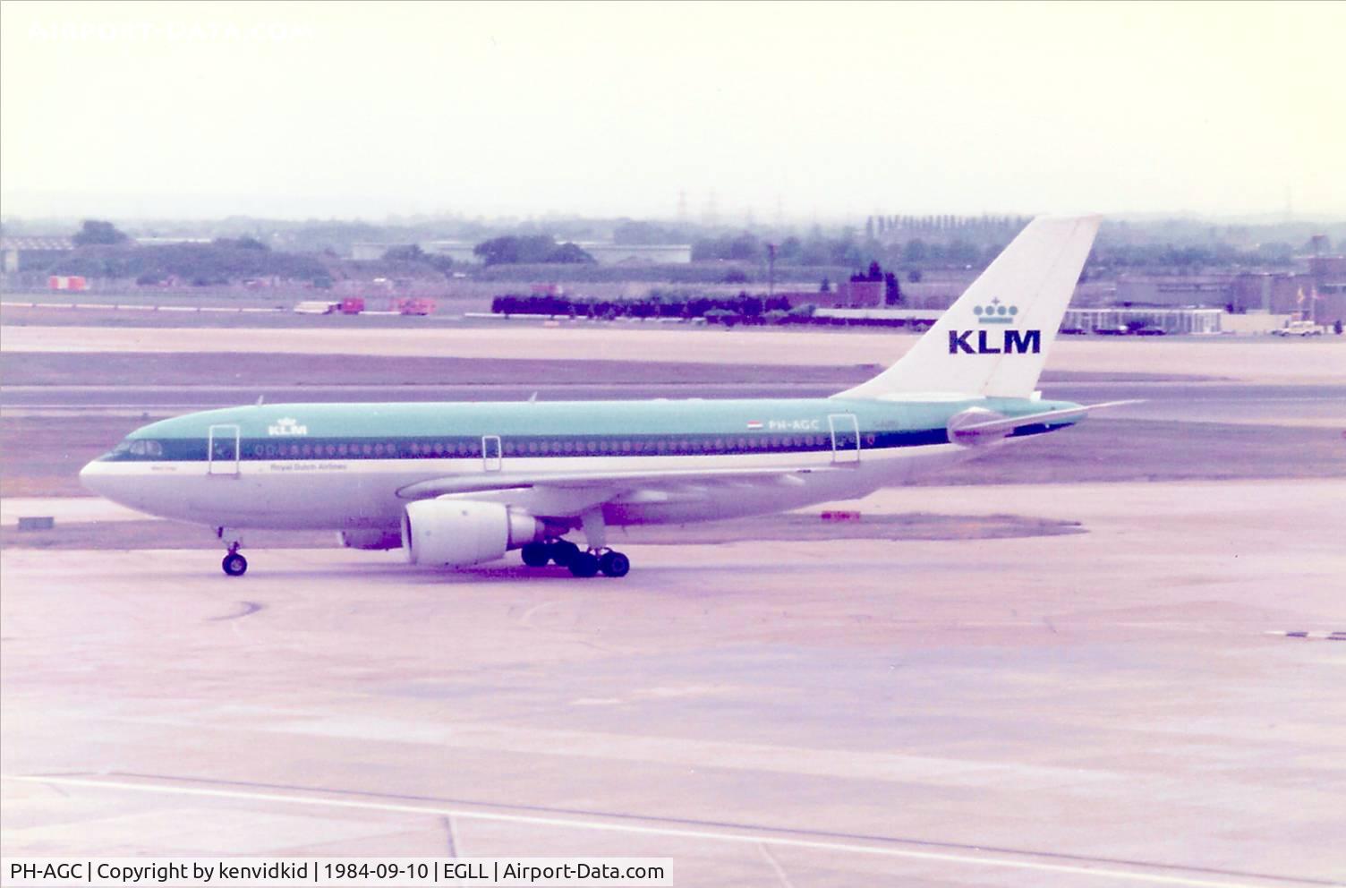 PH-AGC, 1983 Airbus A310-203 C/N 248, At London Heathrow, circa 1984.