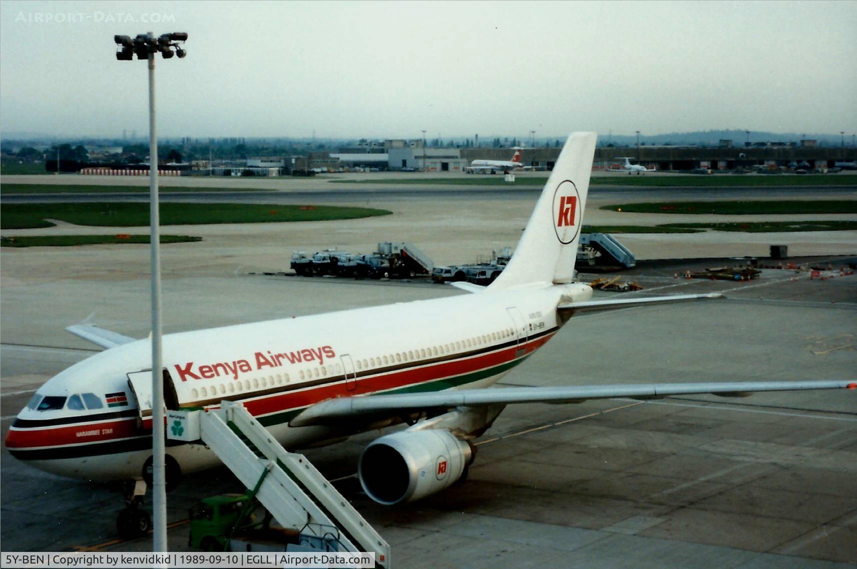 5Y-BEN, 1986 Airbus A310-304 C/N 426, At London Heathrow, circa 1989.