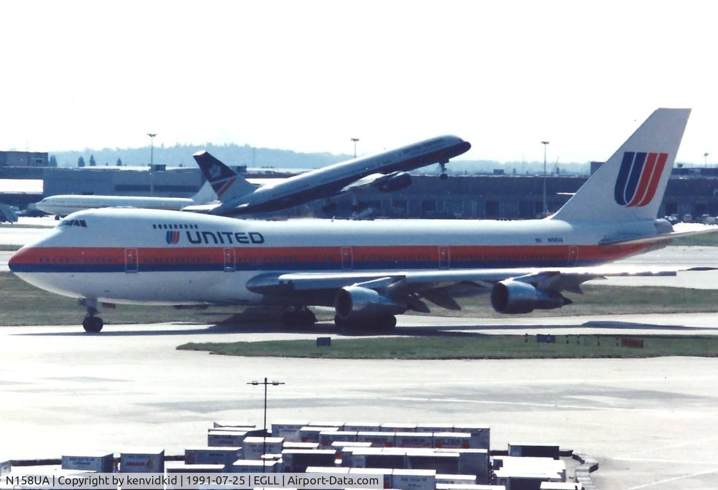N158UA, 1975 Boeing 747-238B C/N 21054, At London Heathrow, circa 1991.