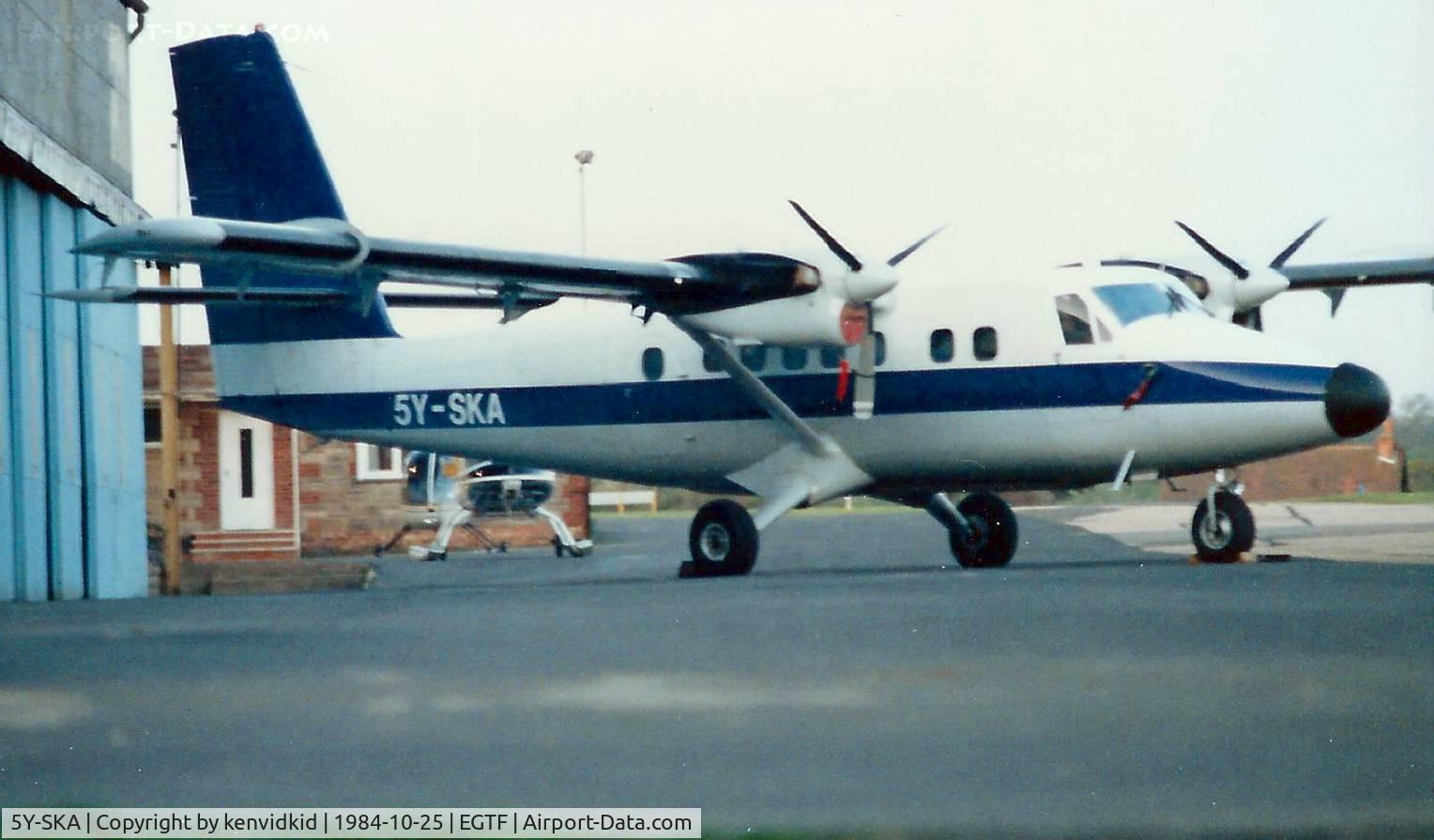 5Y-SKA, 1976 De Havilland Canada DHC-6-300 Twin Otter C/N 518, At Fairoaks circa 1984.