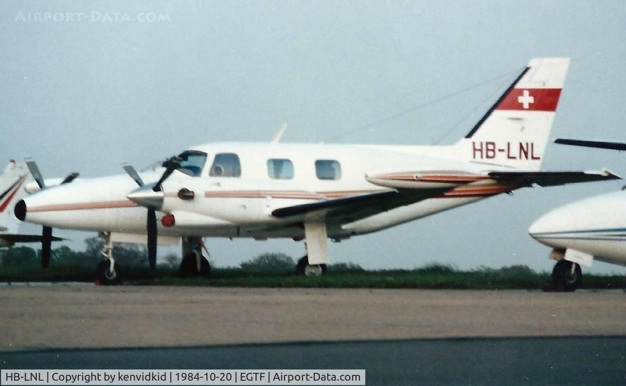 HB-LNL, 1980 Piper PA-31T Cheyenne II C/N 31T-8020083, At Fairoaks circa 1984.