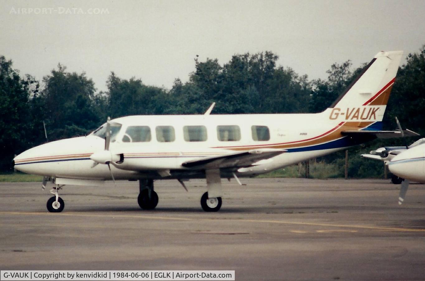 G-VAUK, 1981 Piper PA-31-350 Chieftain C/N 31-8152164, At Blackbushe, circa 1984.