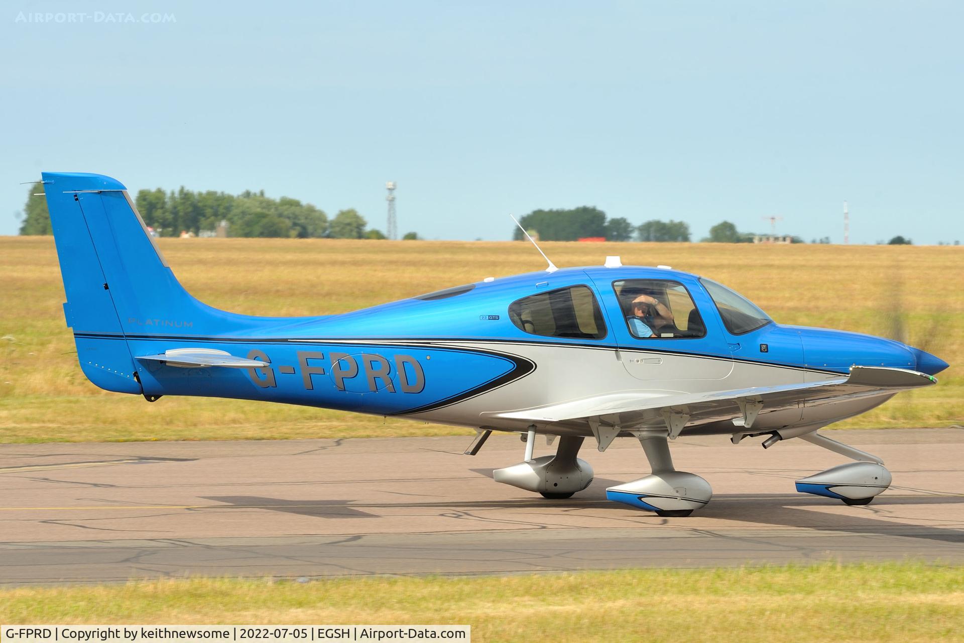 G-FPRD, 2020 Cirrus SR22 C/N 4919, Leaving Norwich.