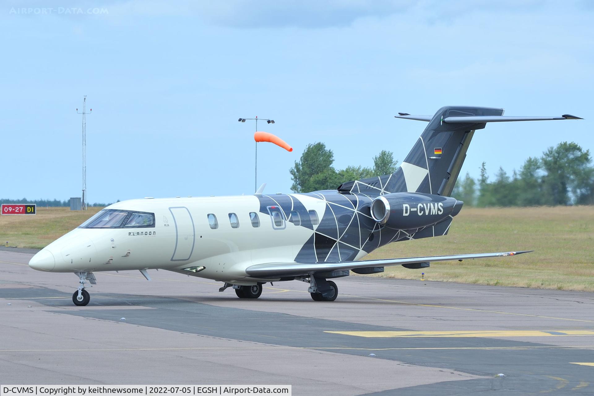 D-CVMS, 2021 Pilatus PC-24 C/N 224, Arriving at Norwich from Liverpool.