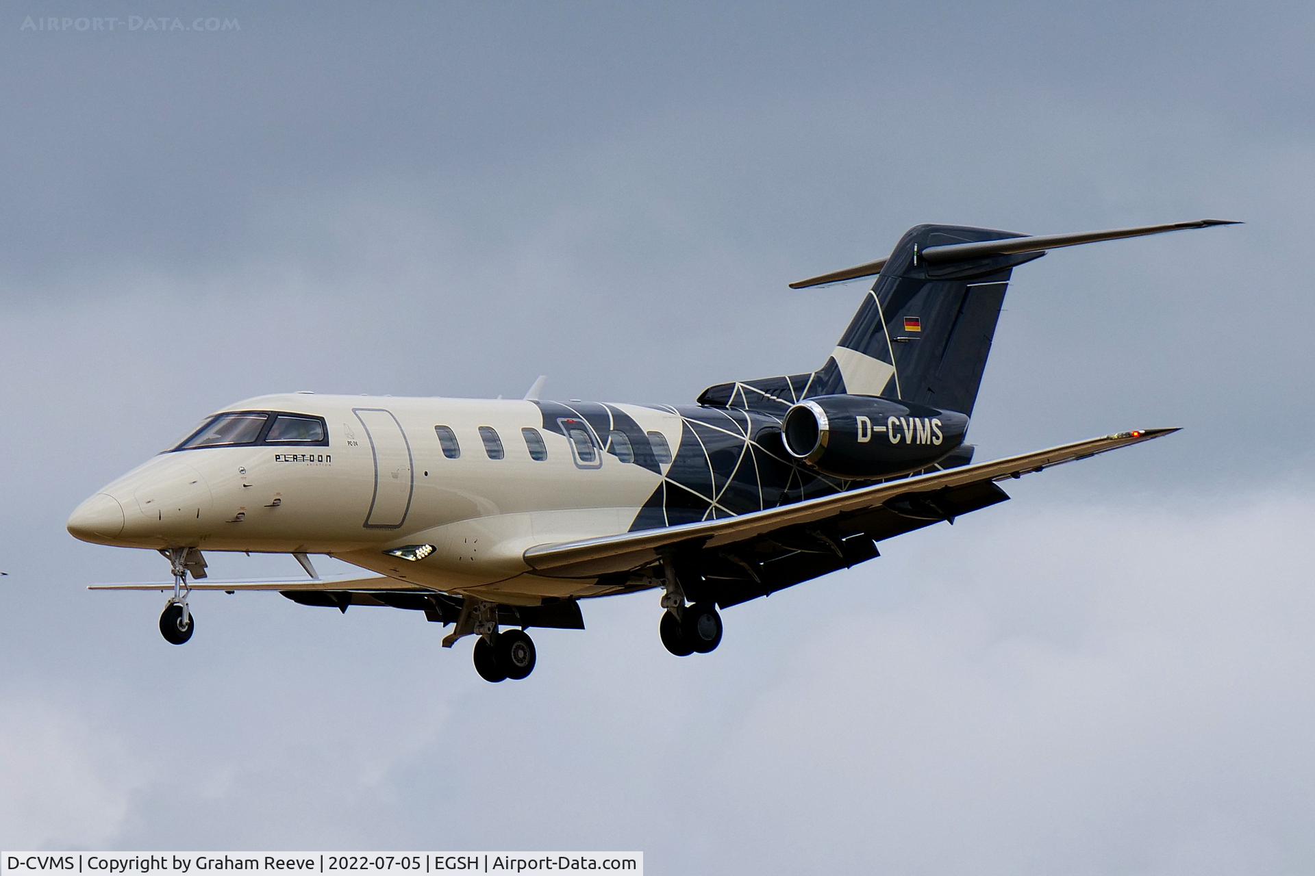 D-CVMS, 2021 Pilatus PC-24 C/N 224, Landing at Norwich.