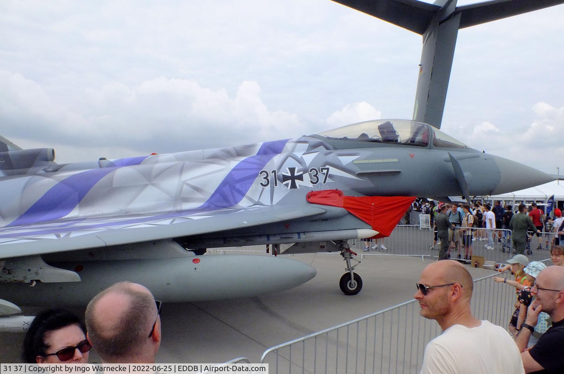 31 37, 2016 Eurofighter EF-2000 Typhoon S C/N GS097, Eurofighter EF2000 of the Luftwaffe (german air force) in 'Eagle Star' special colours for Blue Flag 2022 at ILA 2022, Berlin