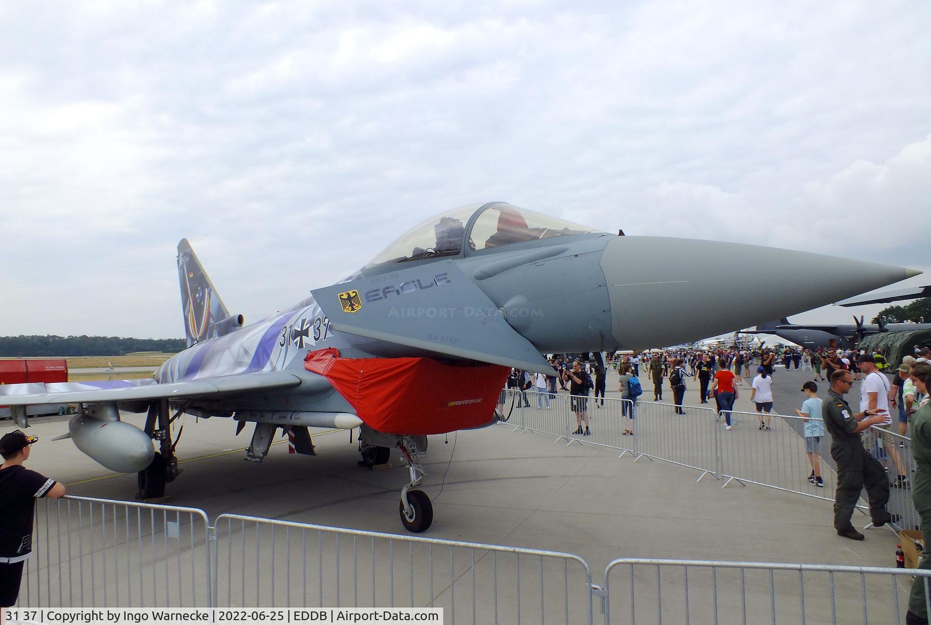 31 37, 2016 Eurofighter EF-2000 Typhoon S C/N GS097, Eurofighter EF2000 of the Luftwaffe (german air force) in 'Eagle Star' special colours for Blue Flag 2022 at ILA 2022, Berlin