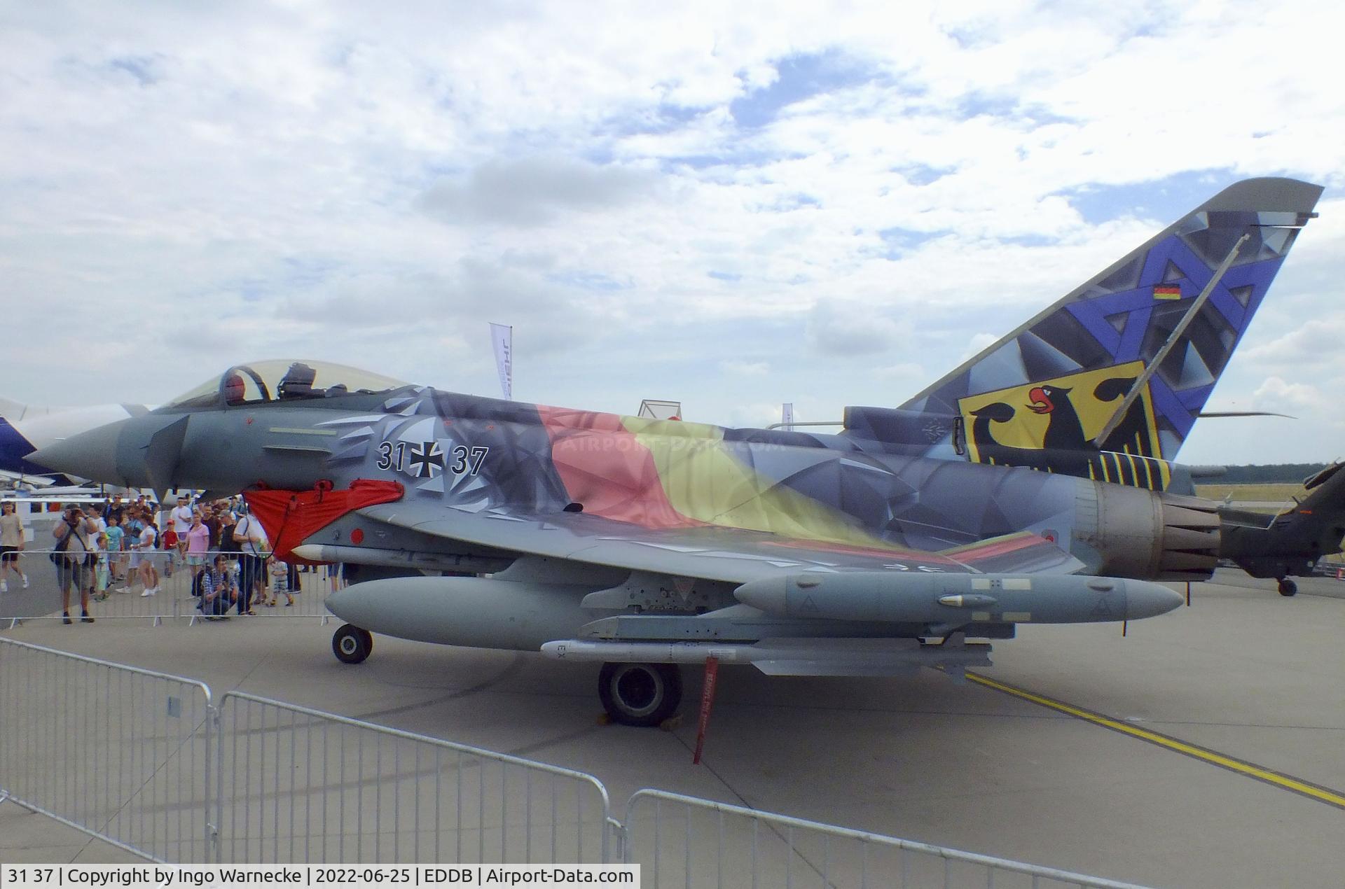 31 37, 2016 Eurofighter EF-2000 Typhoon S C/N GS097, Eurofighter EF2000 of the Luftwaffe (german air force) in 'Eagle Star' special colours for Blue Flag 2022 at ILA 2022, Berlin
