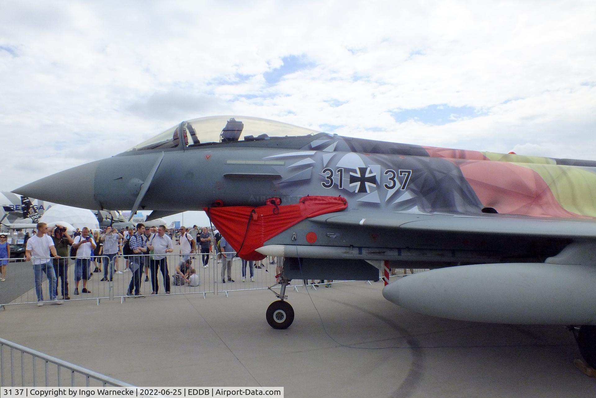31 37, 2016 Eurofighter EF-2000 Typhoon S C/N GS097, Eurofighter EF2000 of the Luftwaffe (german air force) in 'Eagle Star' special colours for Blue Flag 2022 at ILA 2022, Berlin