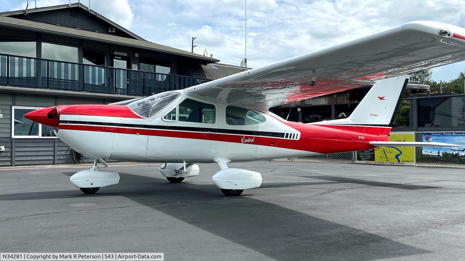 N34281, 1972 Cessna 177B Cardinal C/N 17701746, Parked next to the Harvey Field Office on the ramp Wednesday, July 6, 2022