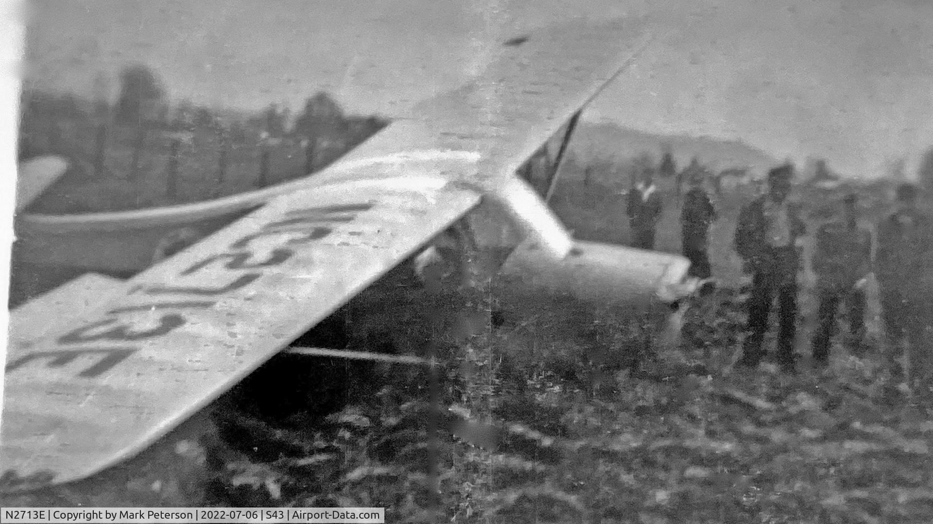 N2713E, 1946 Aeronca 7AC Champion C/N 7AC-6293, Aeronca 7AC Champ in the mud without the landing gear, possible ground loop.  Harvey Field photo