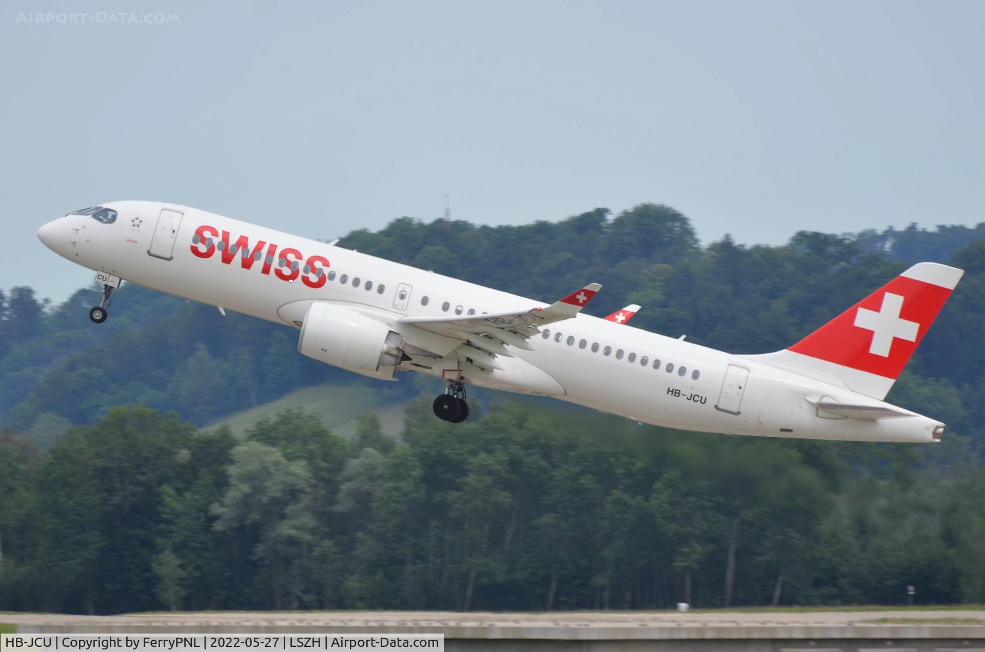 HB-JCU, 2021 Airbus A220-300 C/N 55110, Swiss A223 taking-off