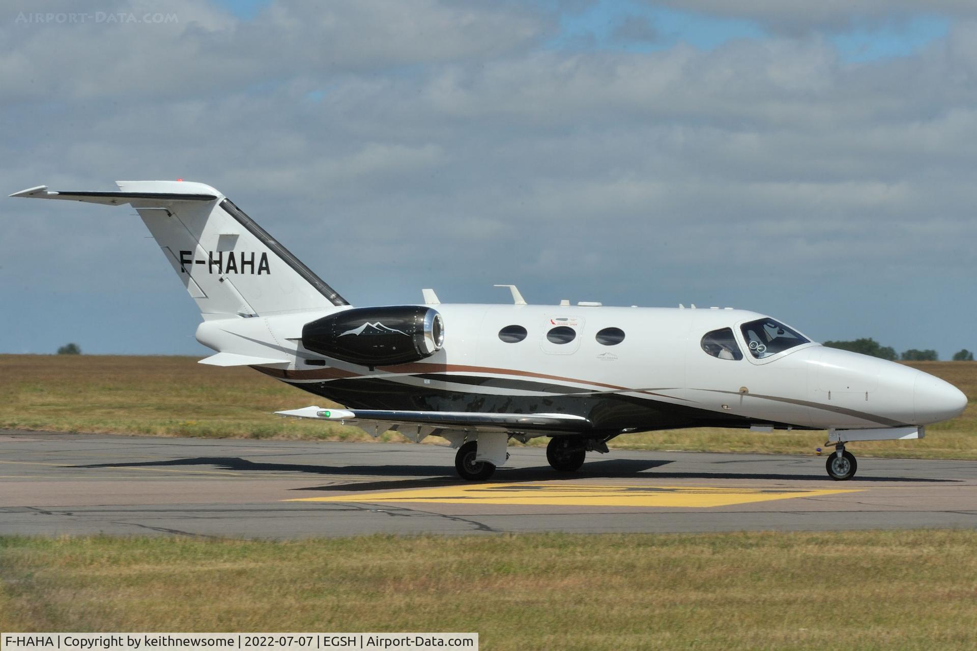 F-HAHA, 2012 Cessna 510 Citation Mustang Citation Mustang C/N 510-0405, Leaving Norwich for Paris.