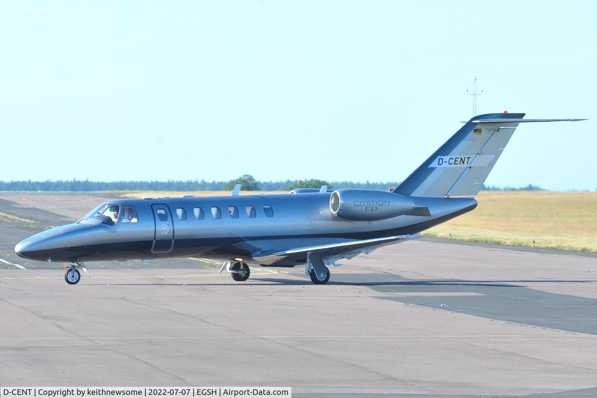 D-CENT, Cessna 525B Citation CJ3 C/N 525B0200, Arriving at Norwich from Biggin Hill.