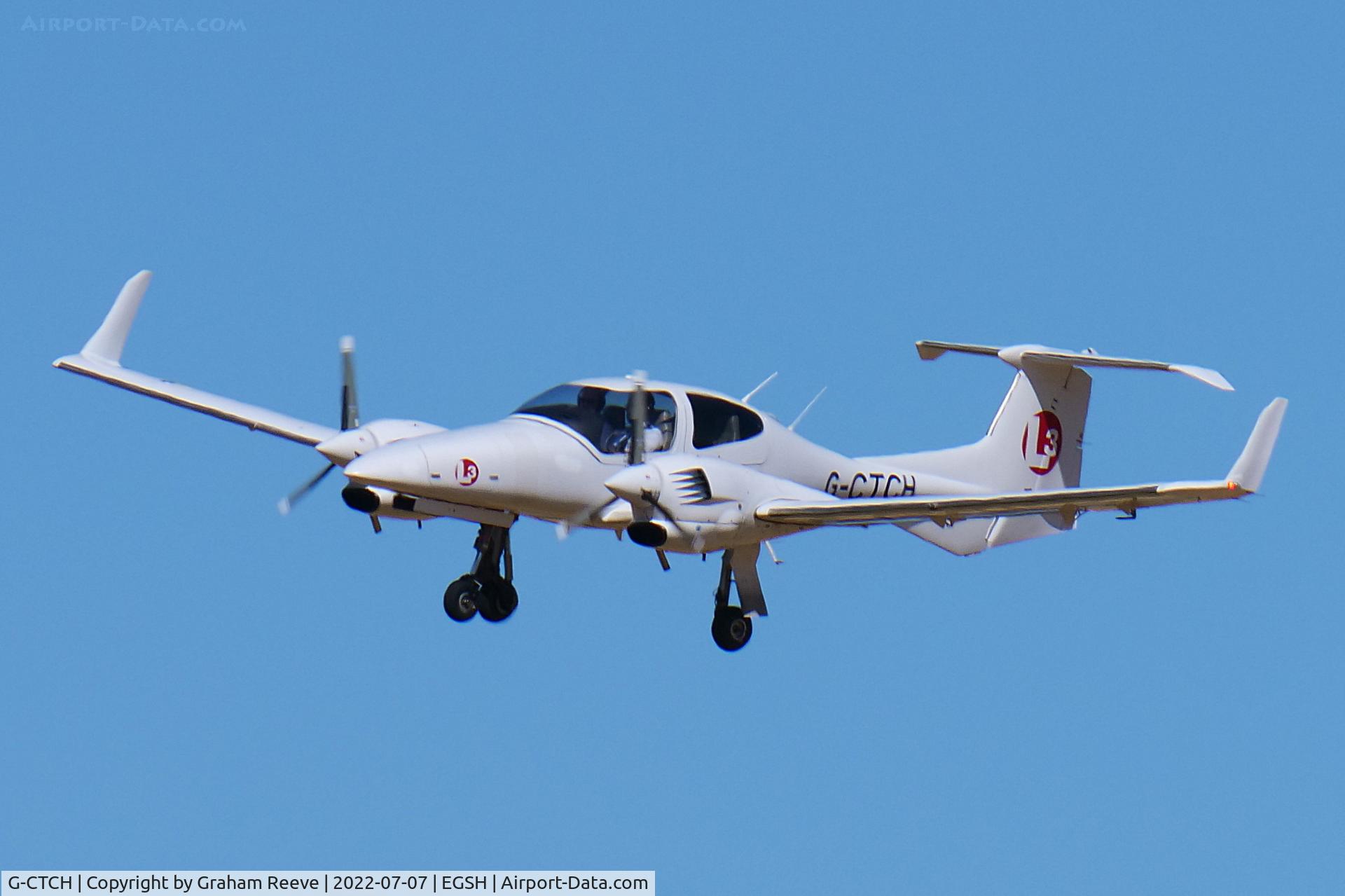 G-CTCH, 2007 Diamond DA-42 Twin Star C/N 42.238, Landing at Norwich.