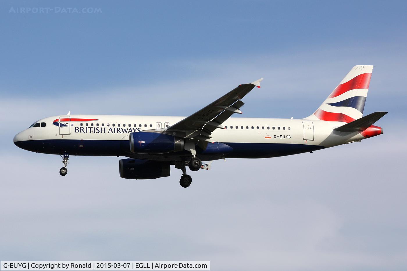 G-EUYG, 2010 Airbus A320-232 C/N 4238, at lhr