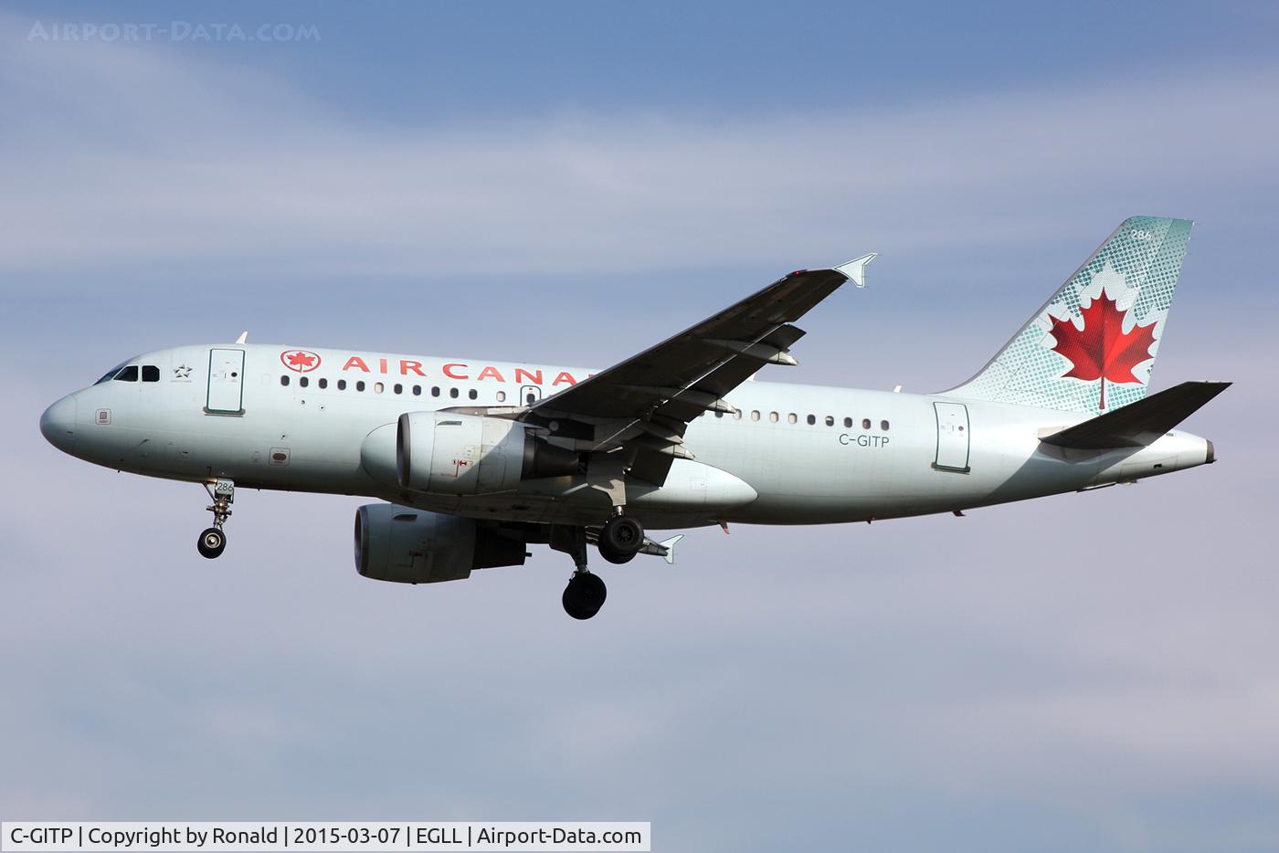C-GITP, 2001 Airbus A319-112 C/N 1562, at lhr