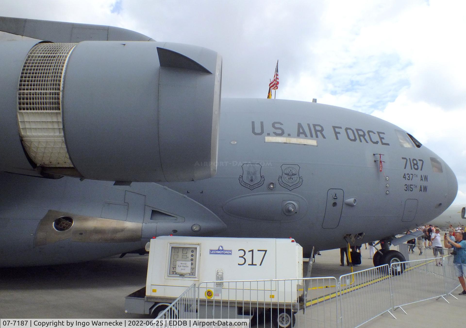 07-7187, 2007 Boeing C-17A Globemaster III C/N P-187, Boeing C-17A Globemaster III of the USAF at ILA 2022, Berlin