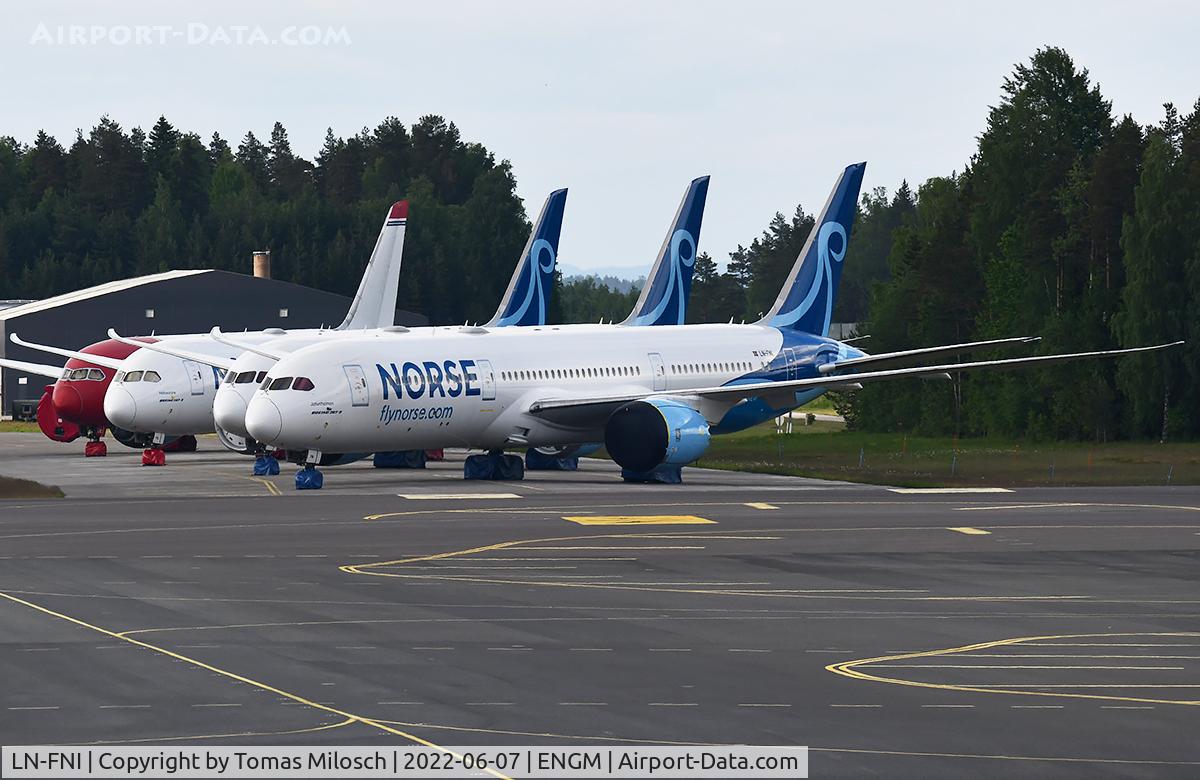 LN-FNI, 2018 Boeing 787-9 Dreamliner C/N 63317, The entire NORSE fleet was parked at OSL this evening