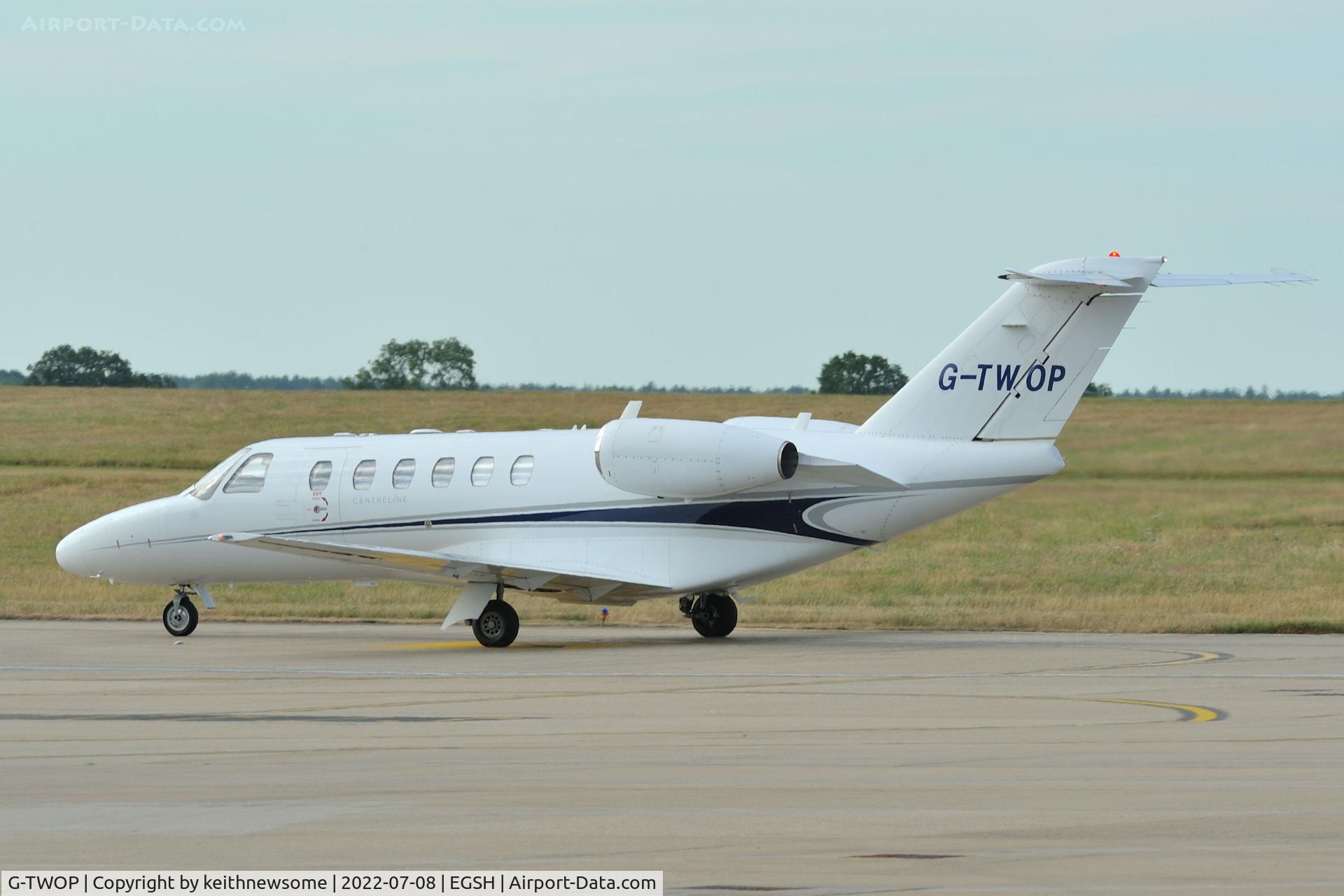 G-TWOP, 2008 Cessna 525A CitationJet CJ2+ C/N 525A-0397, Arriving at Norwich from Majorca.