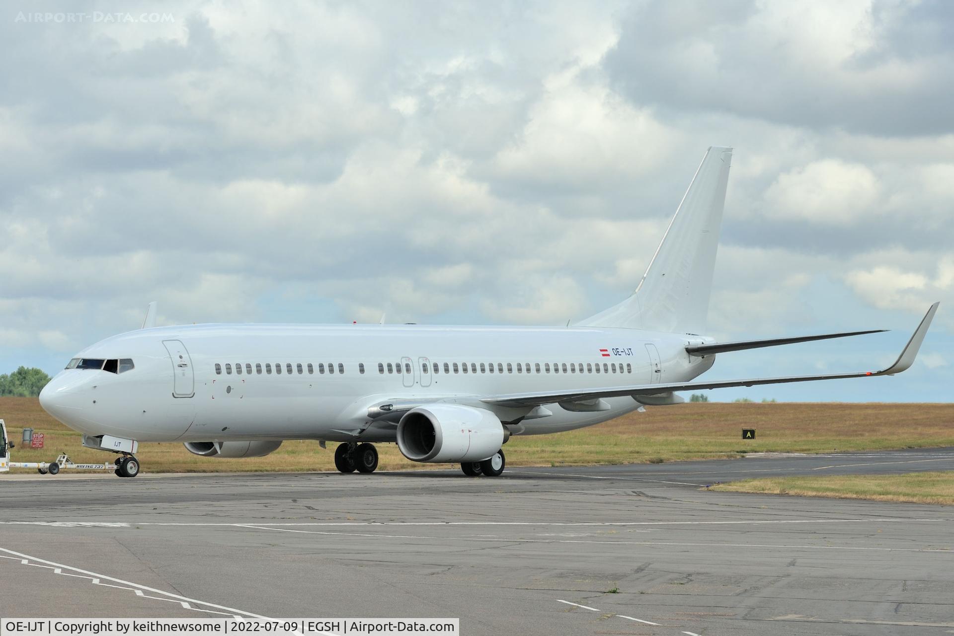 OE-IJT, 2009 Boeing 737-8AS C/N 37534, Removed from spray shop with all over white colour scheme.