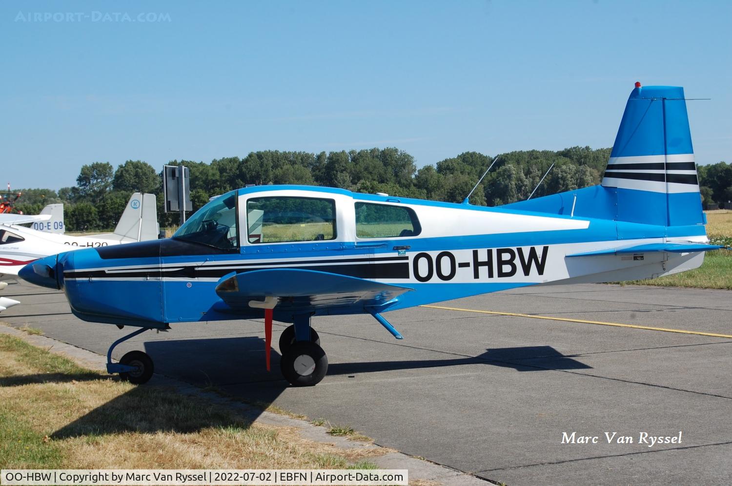 OO-HBW, 1972 Grumman American AA-5 Traveler Traveler C/N AA5-0035, At Koksijde.