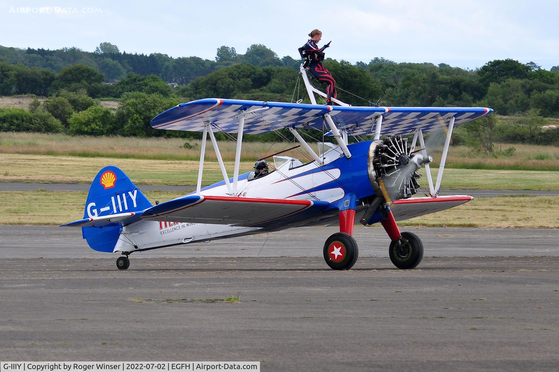 G-IIIY, 1944 Boeing A75N1 (PT-17) C/N 75-3491, Visiting biplane flown by AeroSuperBatics Wingwalkers.