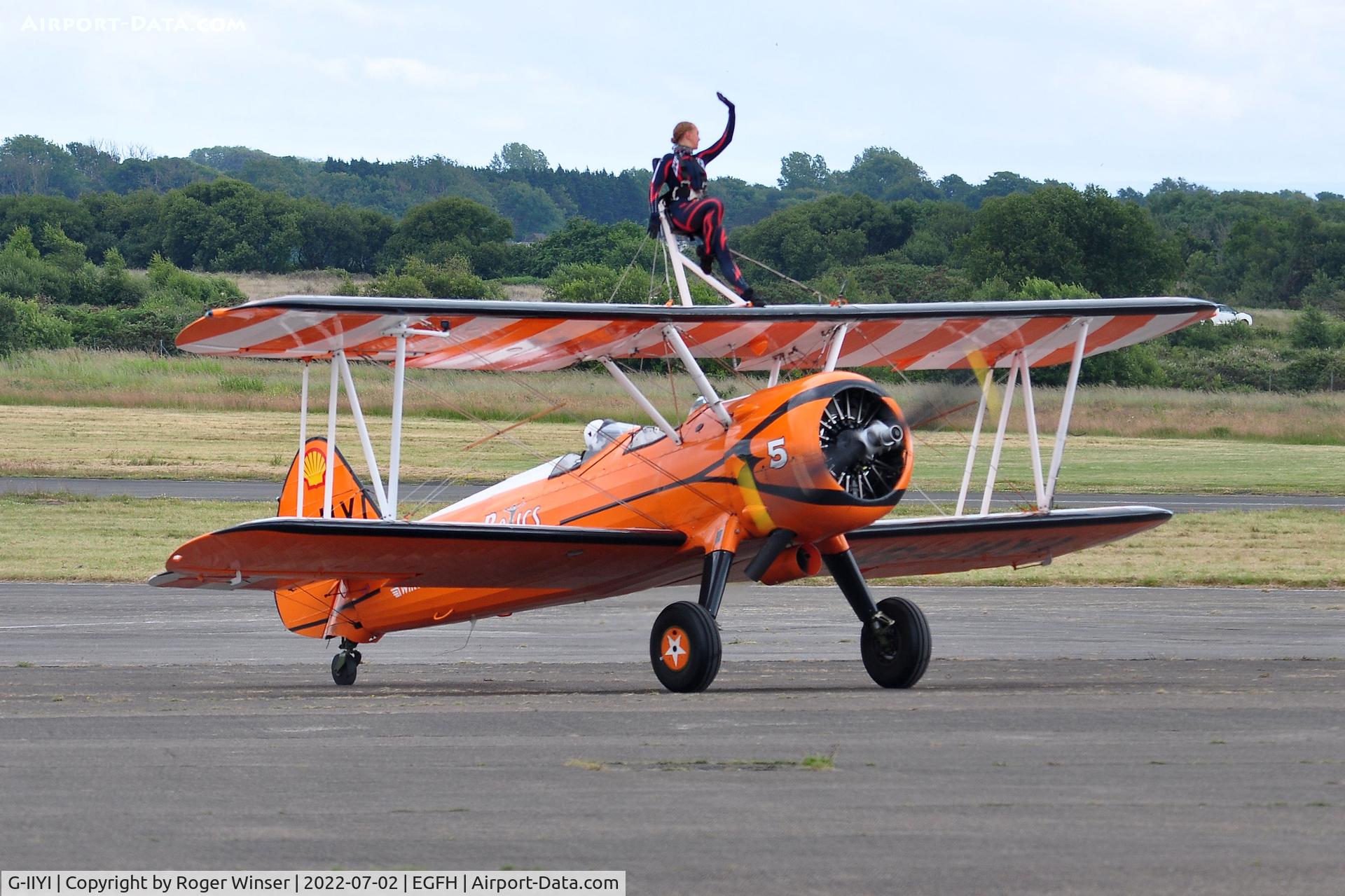 G-IIYI, 1943 Boeing A75N1 (PT17) C/N 75-4645, Flown by the AeroSuperBatics Wingwalkers.