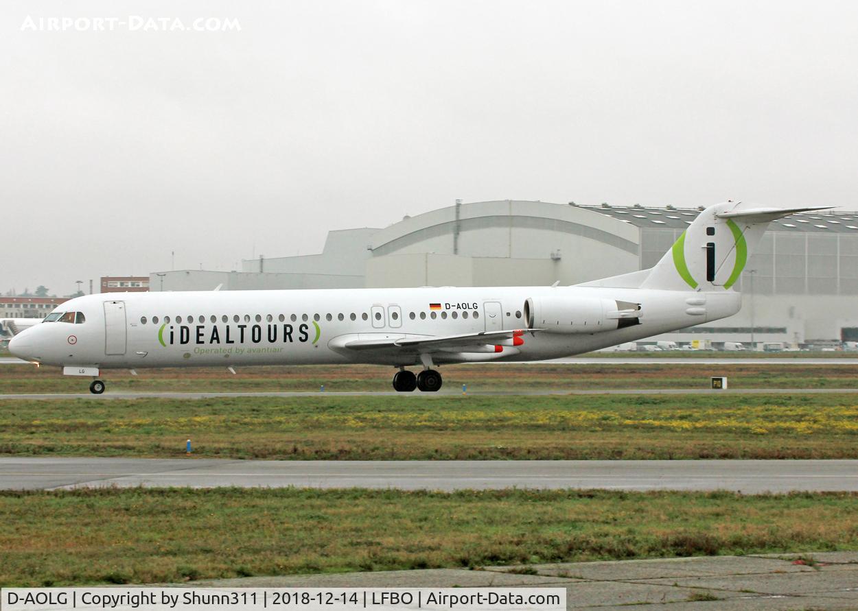 D-AOLG, 1993 Fokker 100 (F-28-0100) C/N 11452, Taxiing holding point rwy 32R for departure in Idealtour c/s