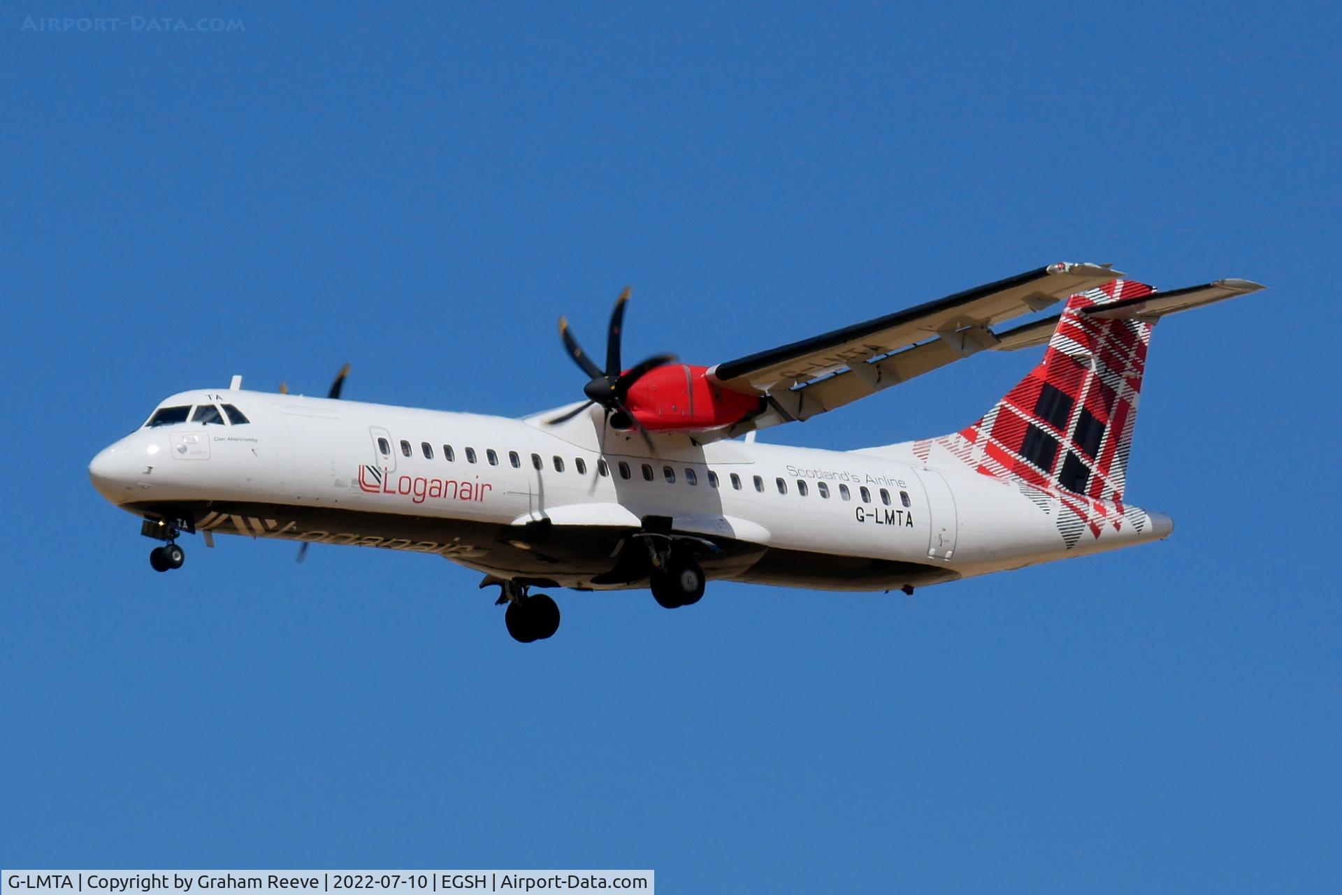 G-LMTA, 2015 ATR 72-600 (72-212A) C/N 1265, Landing at Norwich.