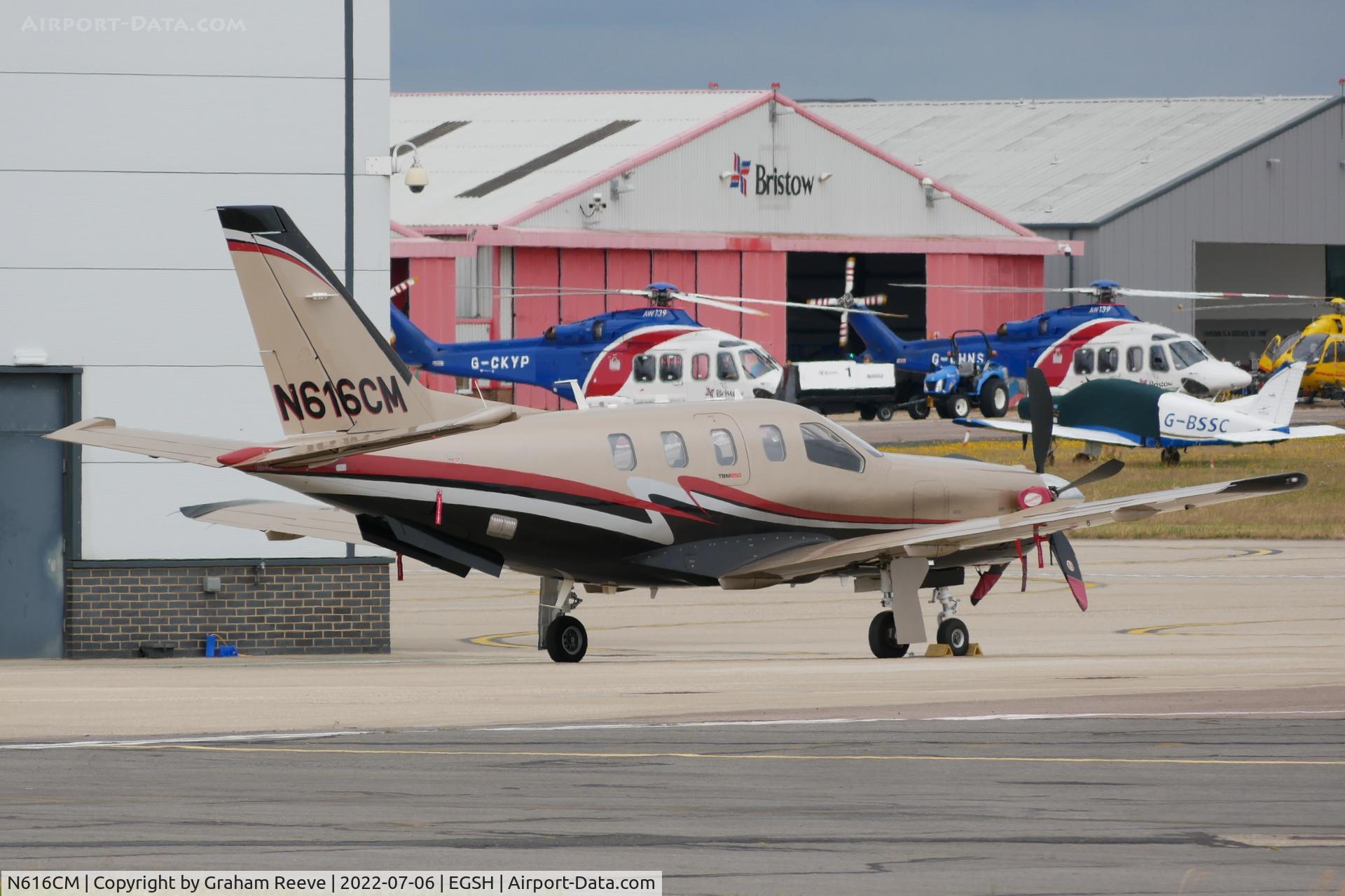 N616CM, 2010 Socata TBM-850 C/N 540, Parked at Norwich.