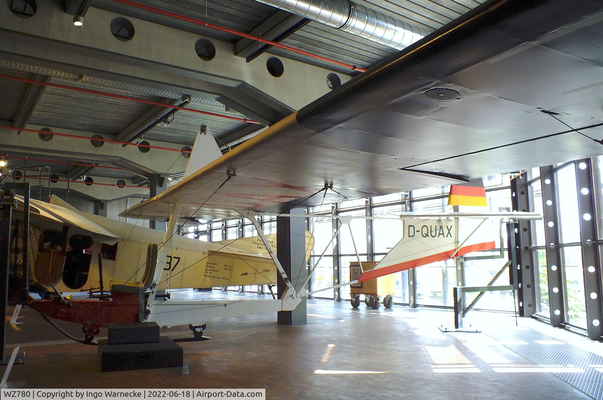 WZ780, 1952 Slingsby T-38 Grasshopper TX.1 C/N 776, Slingsby T-38 Grashopper TX1 (displayed with fantasy registration 'D-QUAX') at the Deutsches-Technikmuseum (DTM), Berlin