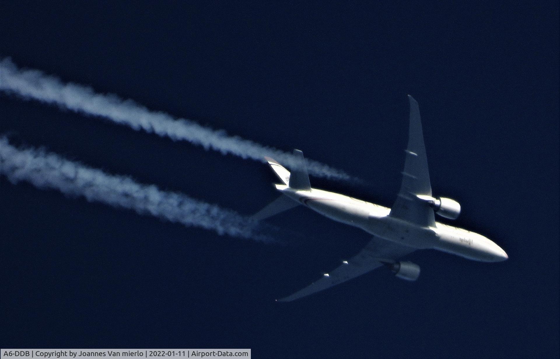 A6-DDB, 2013 Boeing 777-FFX C/N 39692, Cruising over Belgium