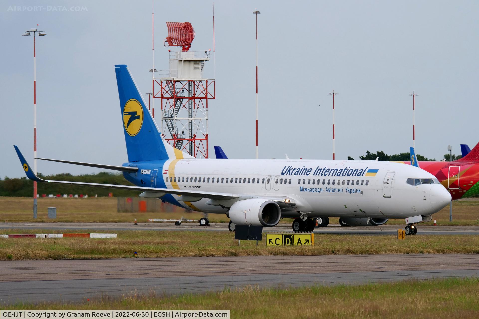OE-IJT, 2009 Boeing 737-8AS C/N 37534, Just landed at Norwich.