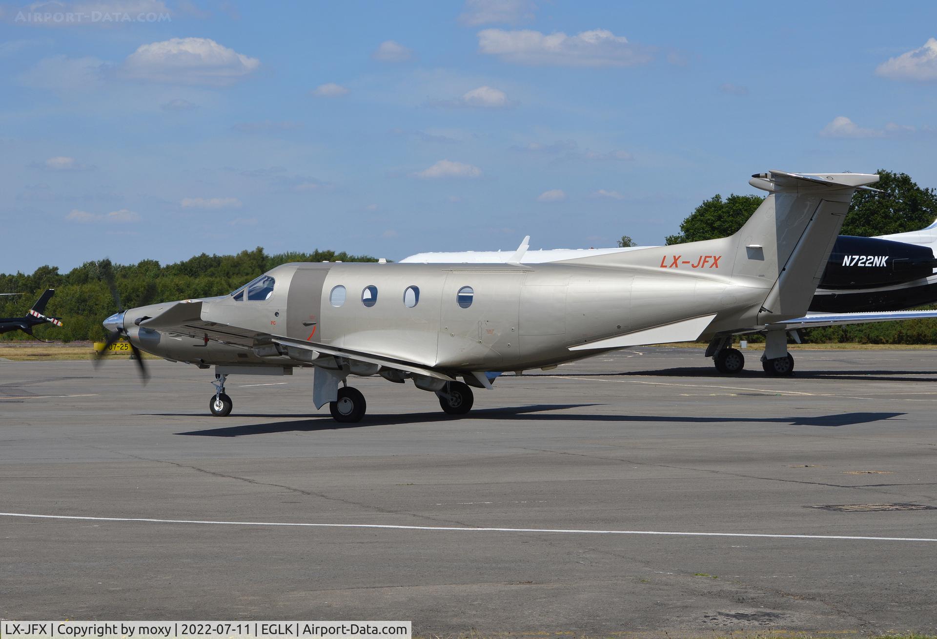 LX-JFX, 2014 Pilatus PC-12/47E C/N 1510, Pilatus PC-12/47E departing Blackbushe for St Tropez.
