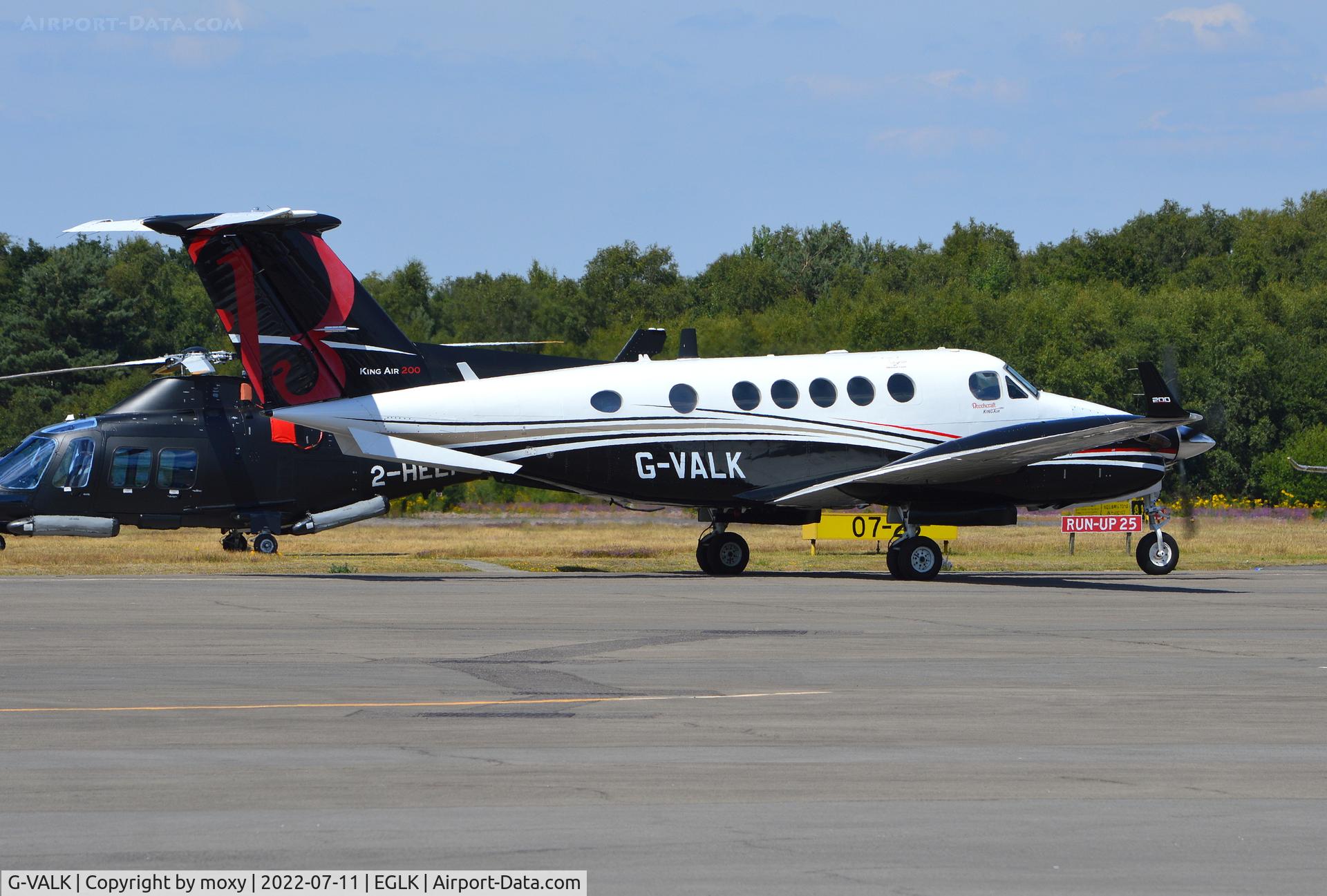 G-VALK, 1980 Beech 200 Super King Air C/N BB-684, Beech 200 Super King Air at Blackbushe. Ex N13CZ, departing for Dundee.