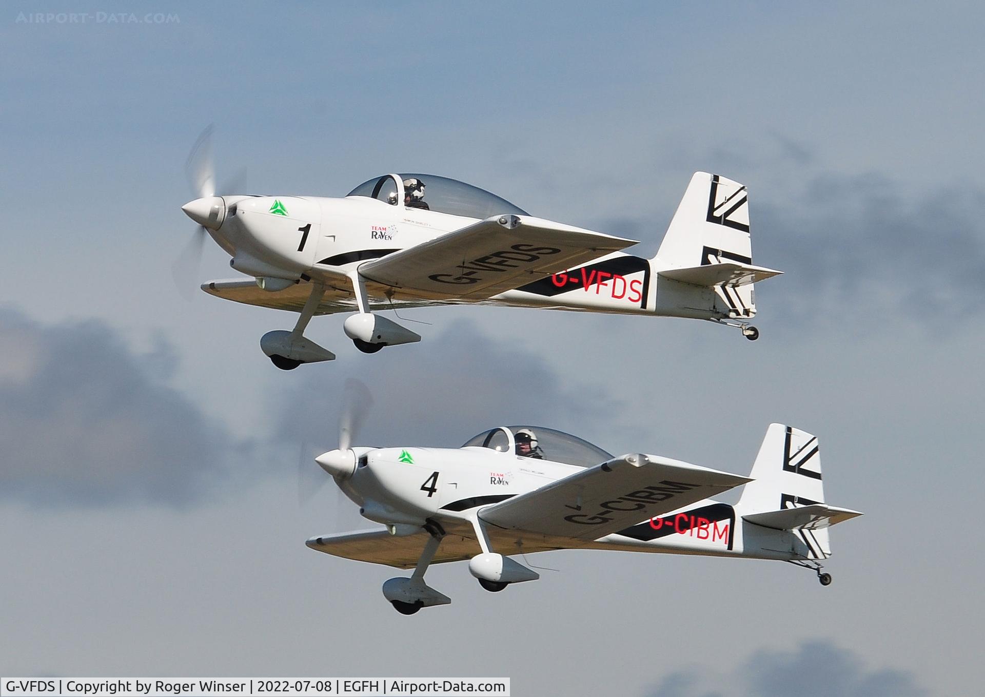 G-VFDS, 2012 Vans RV-8 C/N PFA 303-14637, Two-ship Team Raven departing Runway 22 with Raven 1 leading Raven 4 (G-CIBM).