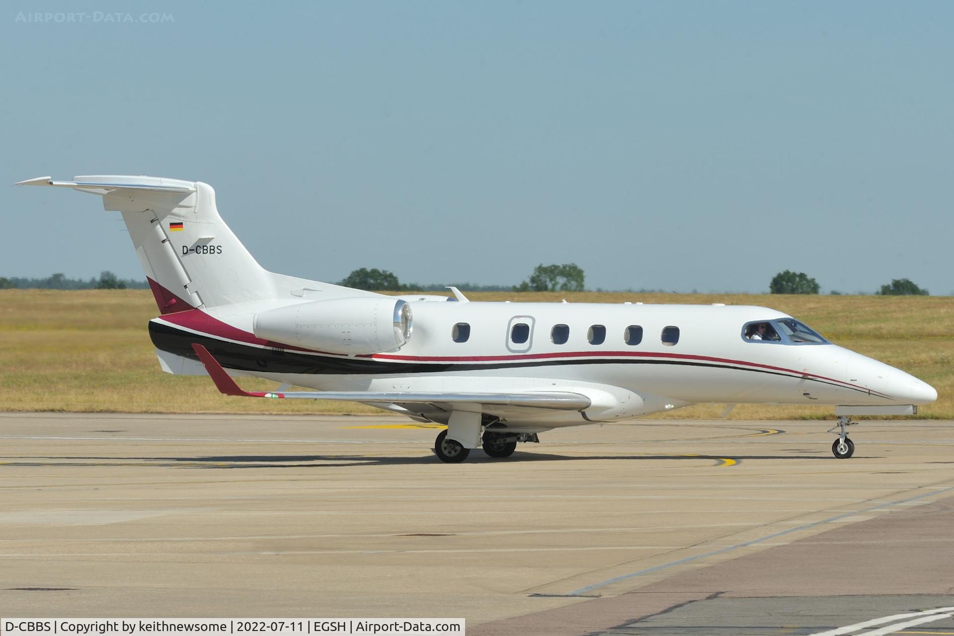 D-CBBS, 2016 Embraer EMB-505 Phenom 300 C/N 50500343, Leaving Norwich for Brussels.