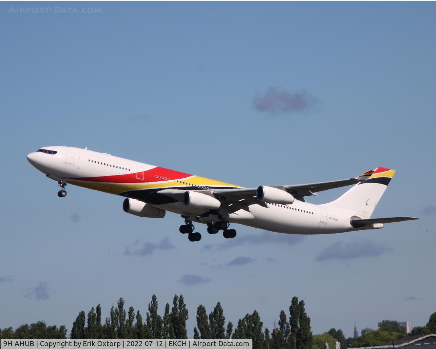 9H-AHUB, 2007 Airbus A340-313 C/N 835, 9H-AHUB taking off rw 22R