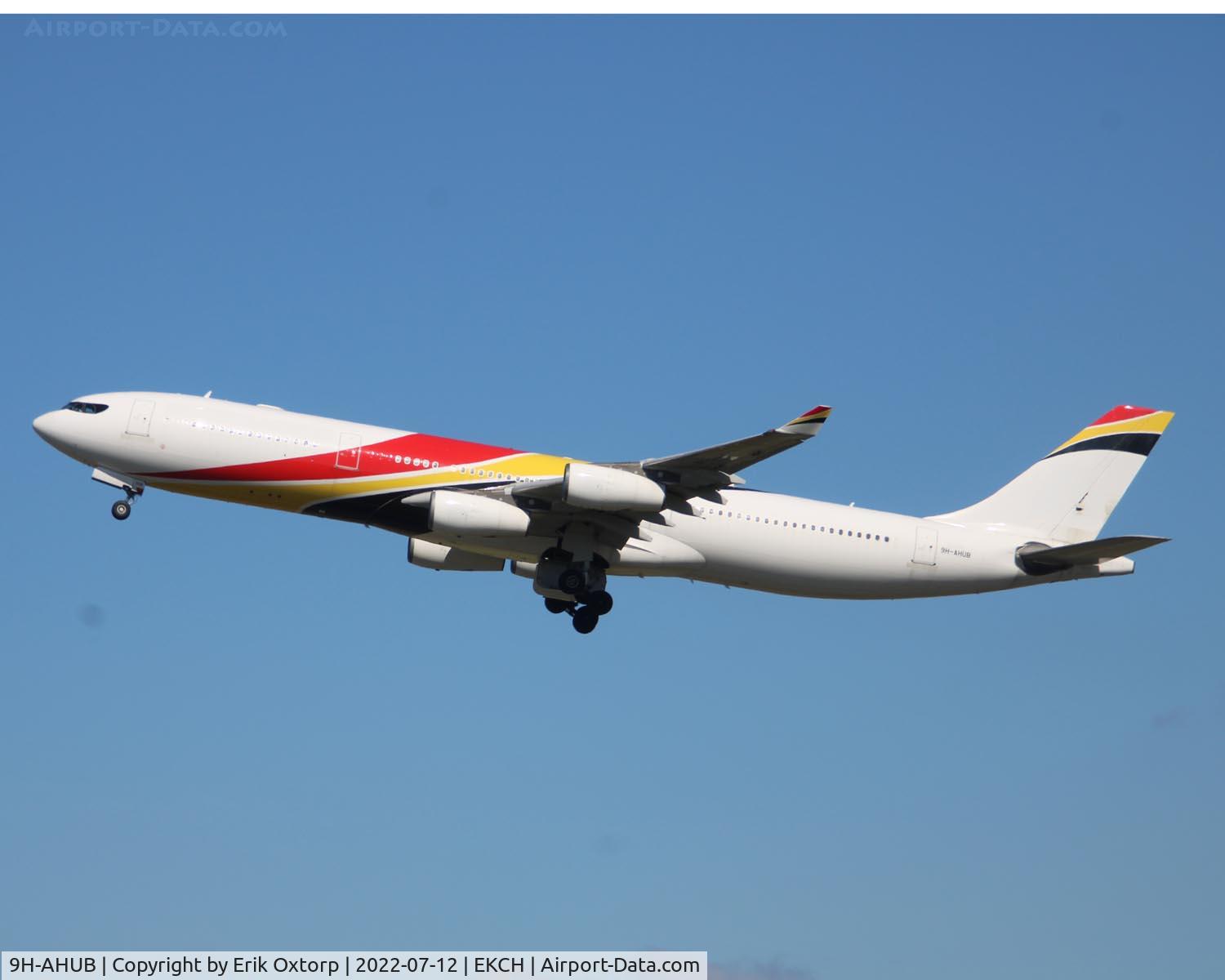 9H-AHUB, 2007 Airbus A340-313 C/N 835, 9H-AHUB taking off rw 22R