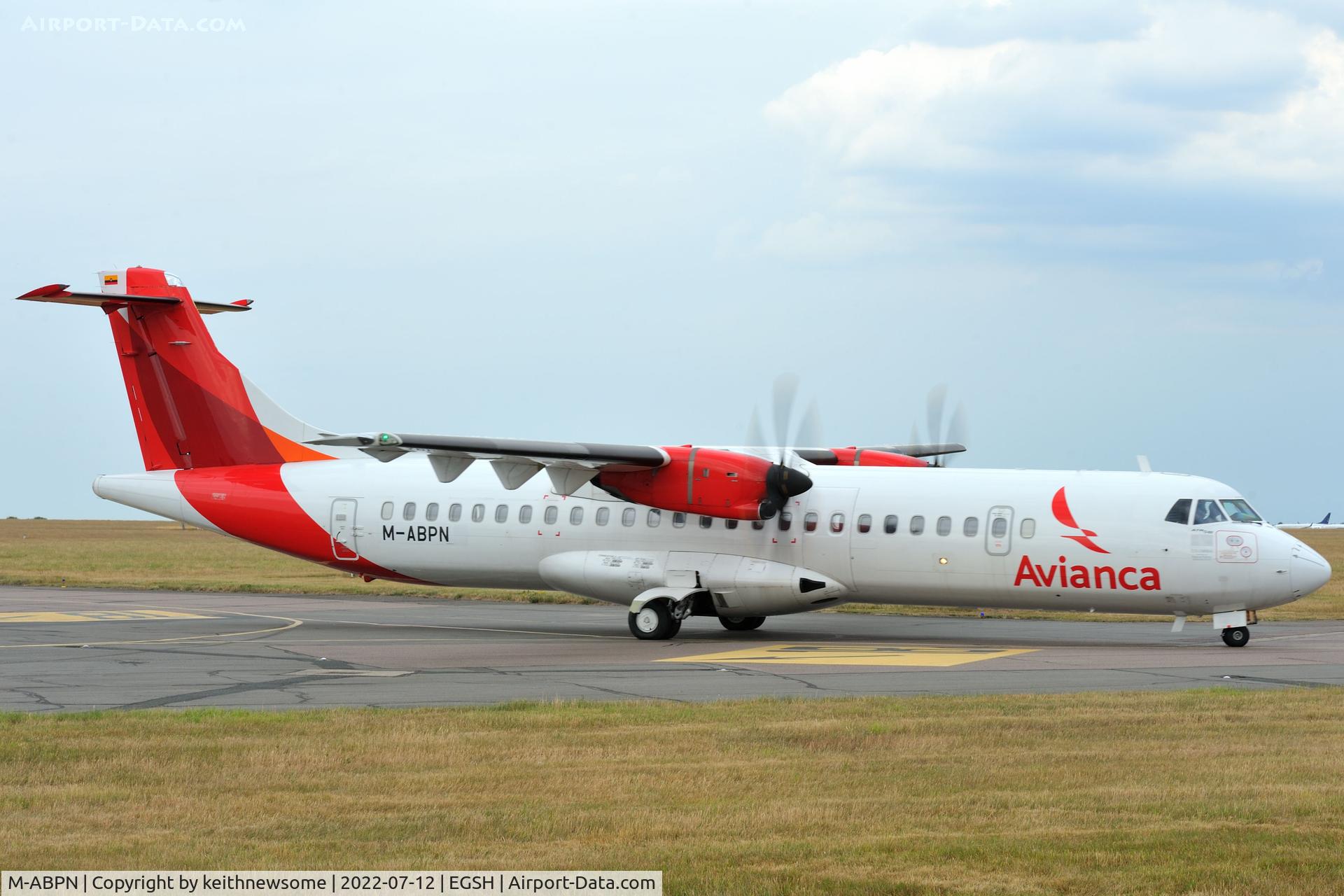 M-ABPN, 2014 ATR 72-600 (72-212A) C/N 1199, Arriving at Norwich from Germany for paintwork, formerly HK-5323.