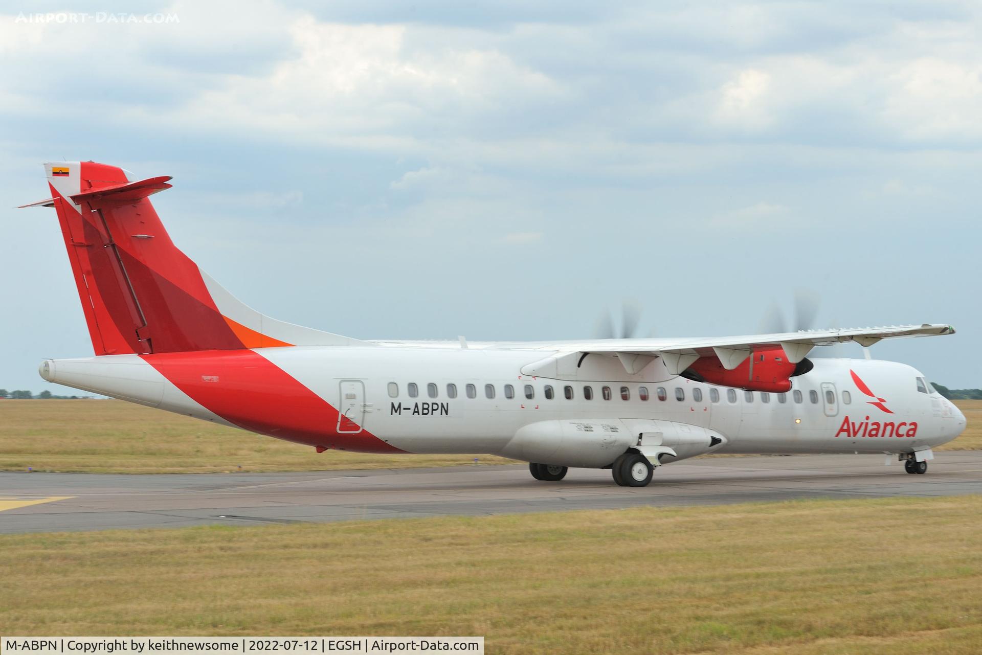 M-ABPN, 2014 ATR 72-600 (72-212A) C/N 1199, Arriving at Norwich from Germany, for paintwork, formerly HK-5323.