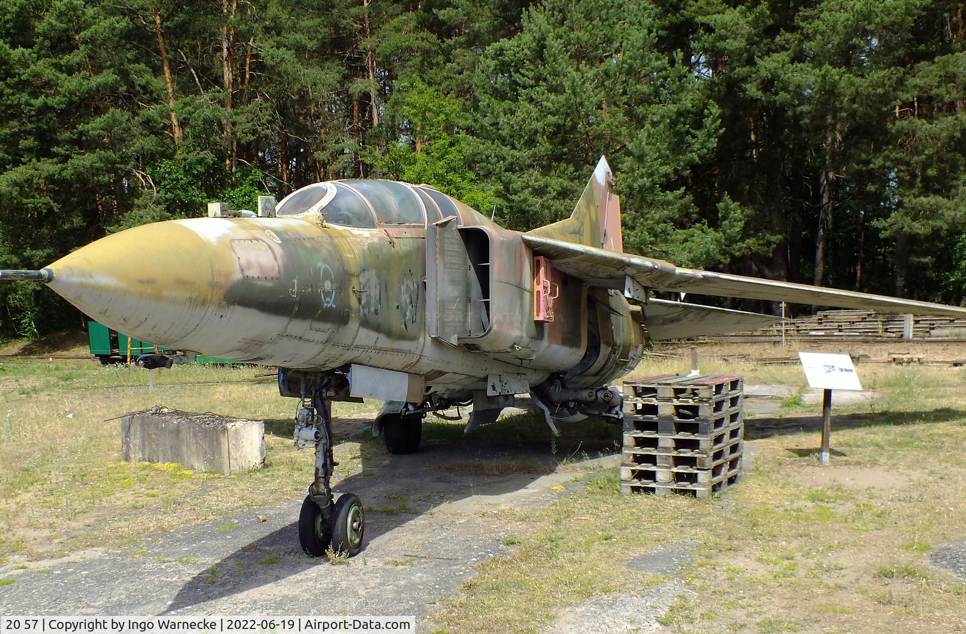 20 57, Mikoyan-Gurevich MiG-23UB C/N A1038506, Mikoyan i Gurevich MiG-23UB FLOGGER-C at the Luftfahrtmuseum Finowfurt
